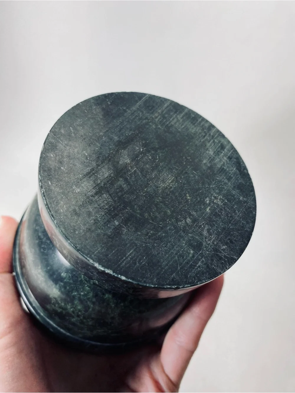 Vintage Traditional Green Marble Pedestal Mortar Spice Grinder Bowl (No Pestle)